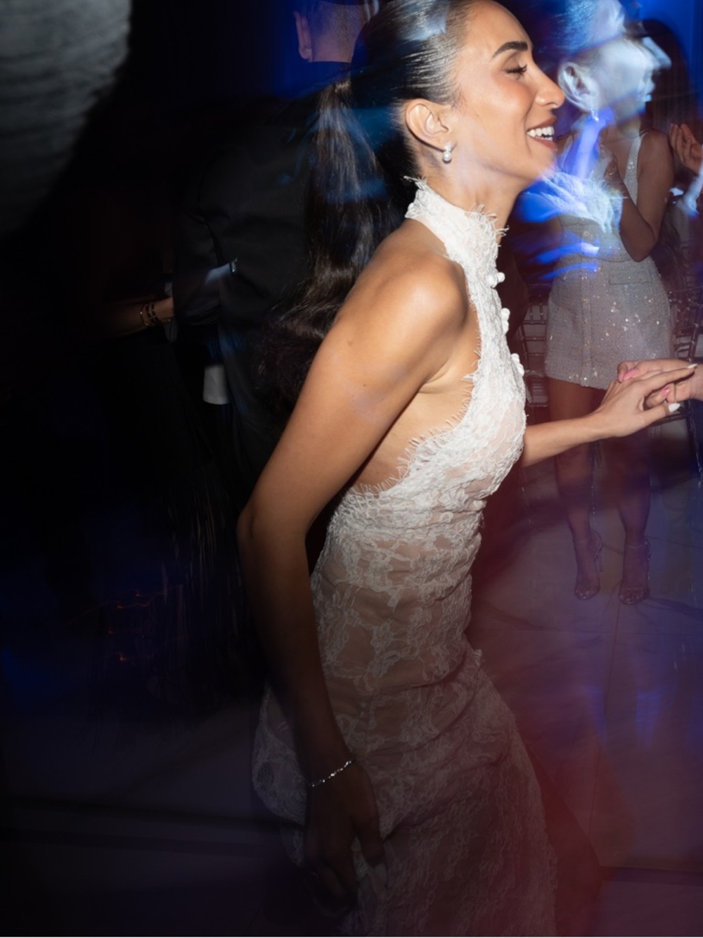 Elegant Lace High-Neck Wedding Dress in White - Picture 3 of 5